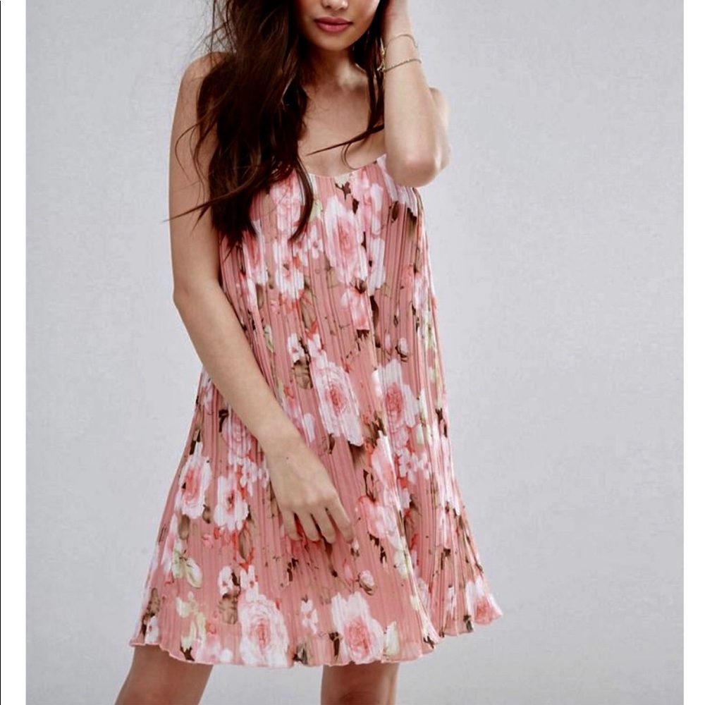 ASOS blush floral dress with built in slip